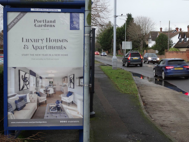 Bus Shelter Side of Road Advert